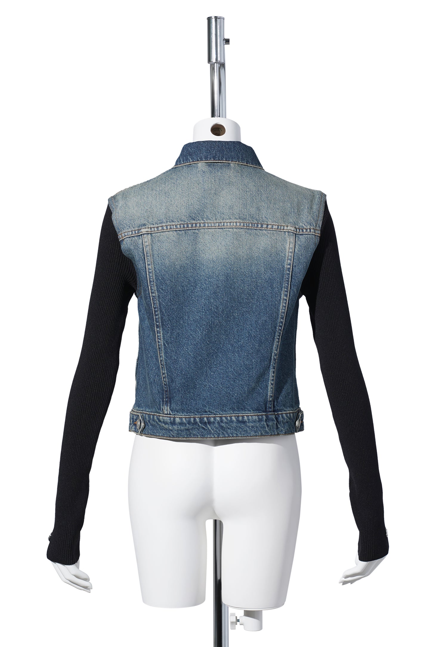 HYBRID RIB DENIM JACKET / BLACK-BLUE