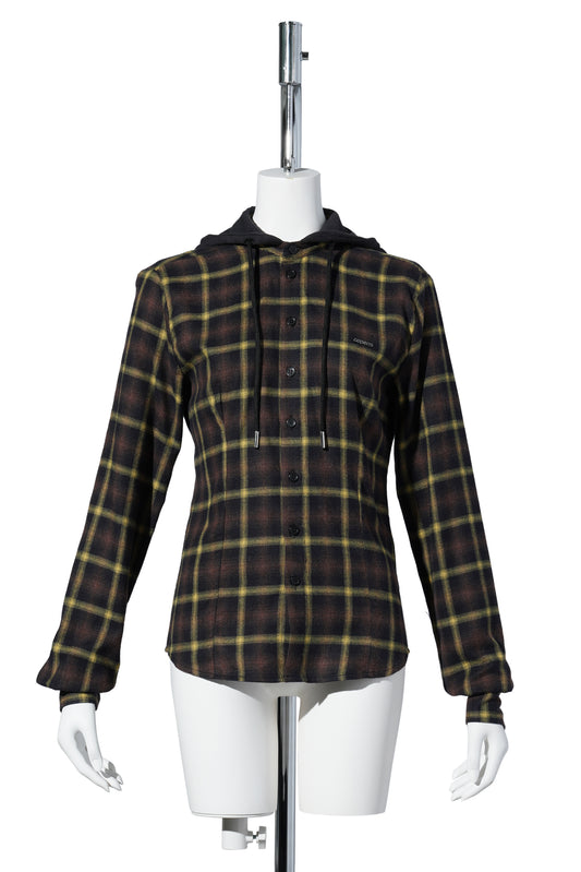 HOODED SHIRT / BROWN