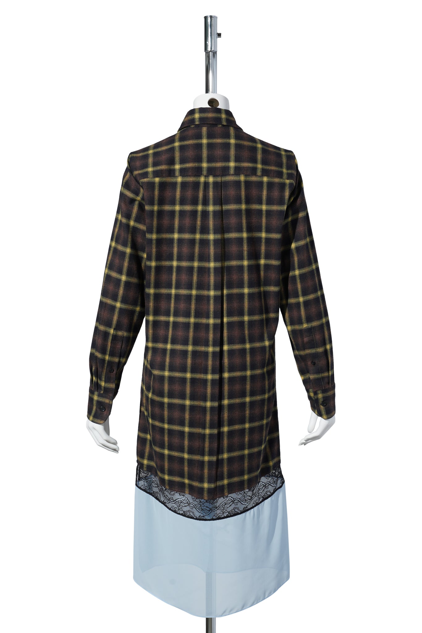 MULTI LAYER SHIRT DRESS / BROWN-BLUE