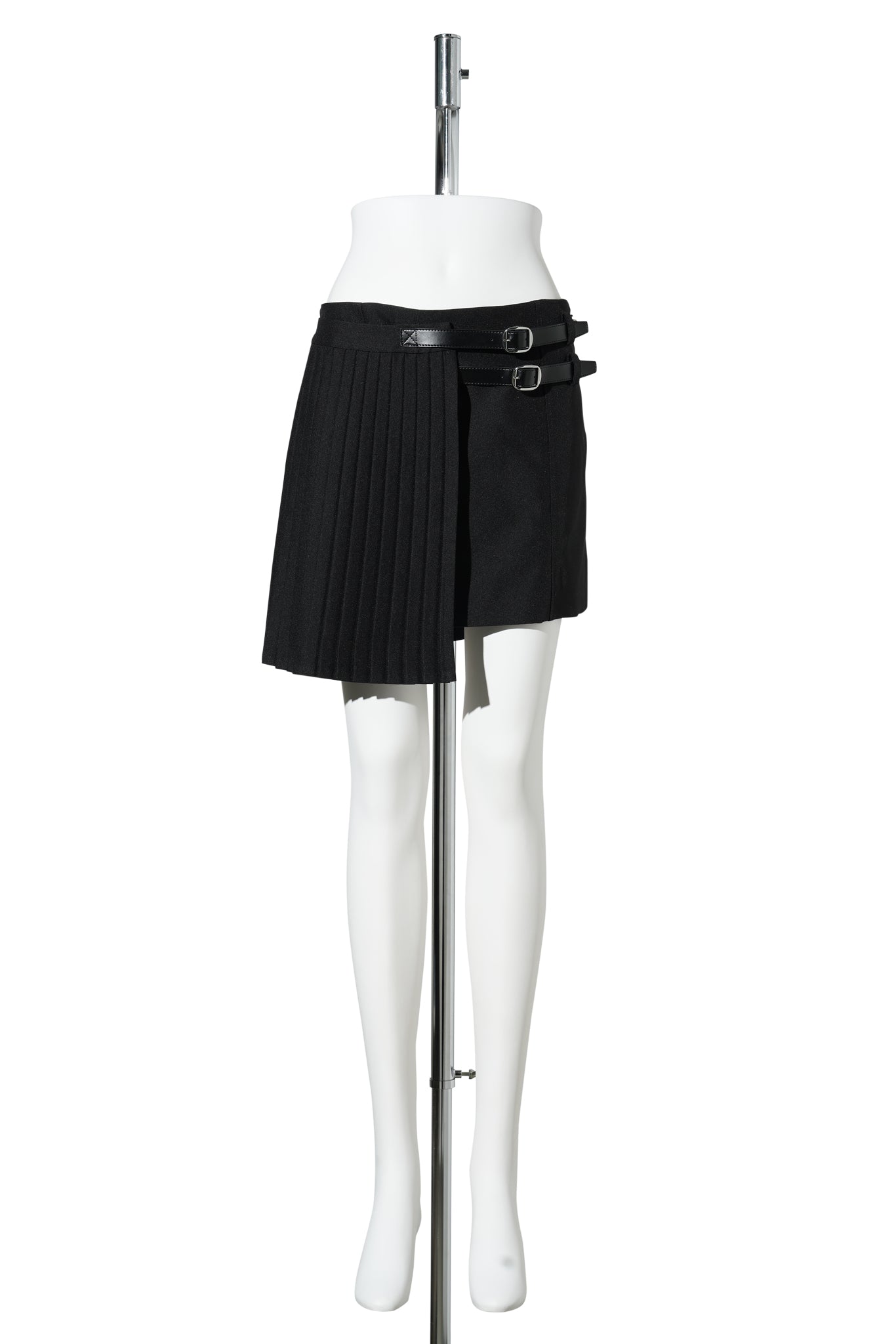 PLEATED UNIFORM MINI SKIRT / BLACK
