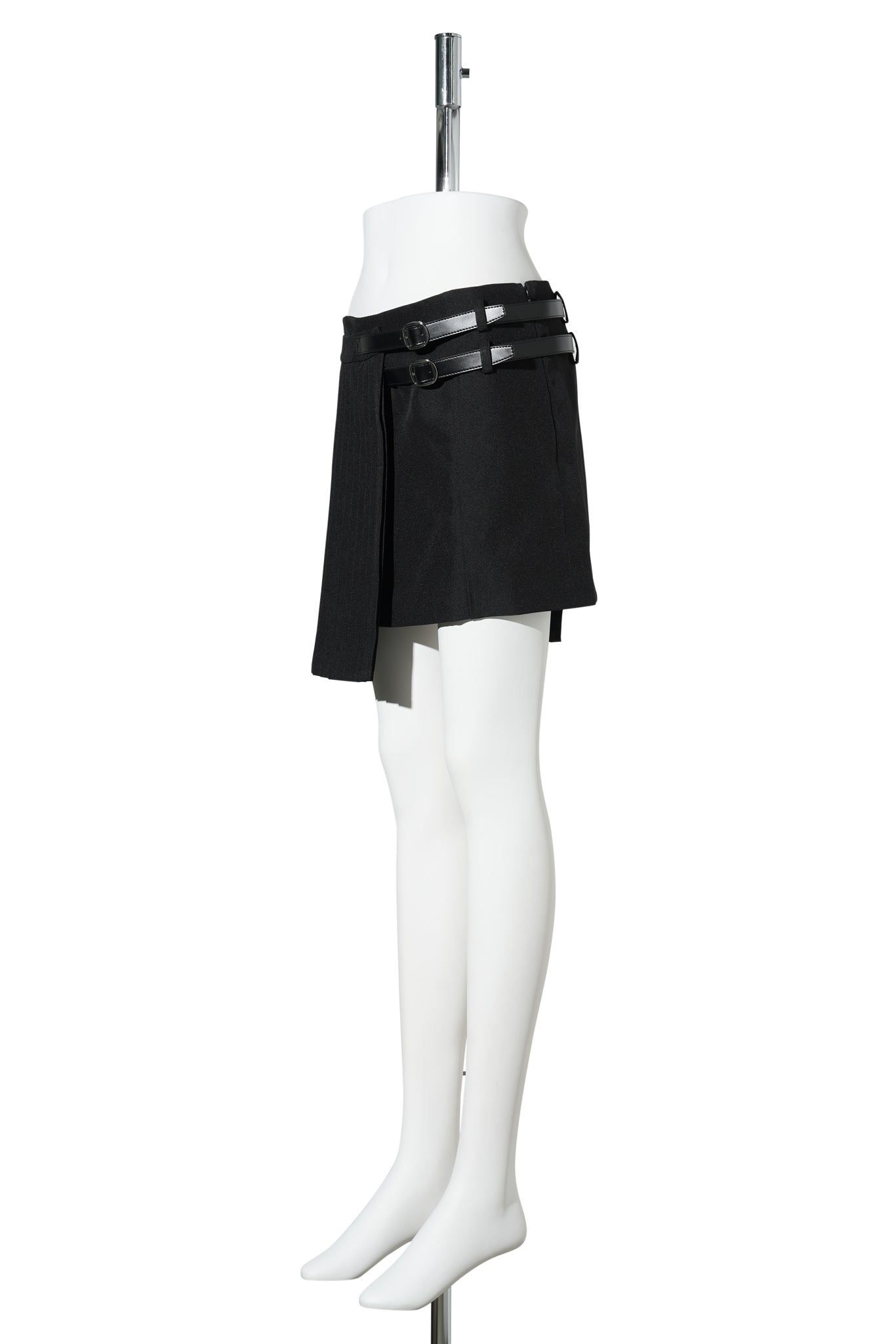 PLEATED UNIFORM MINI SKIRT / BLACK