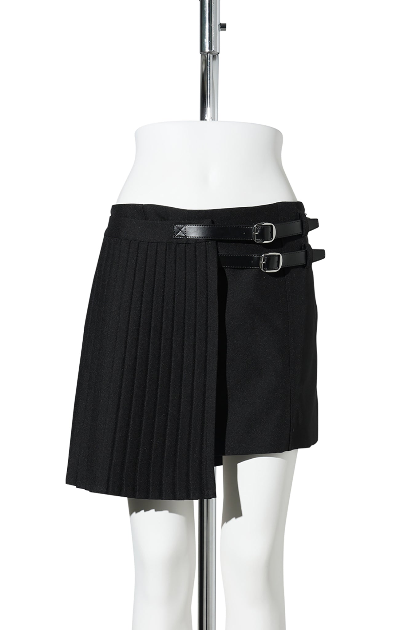PLEATED UNIFORM MINI SKIRT / BLACK
