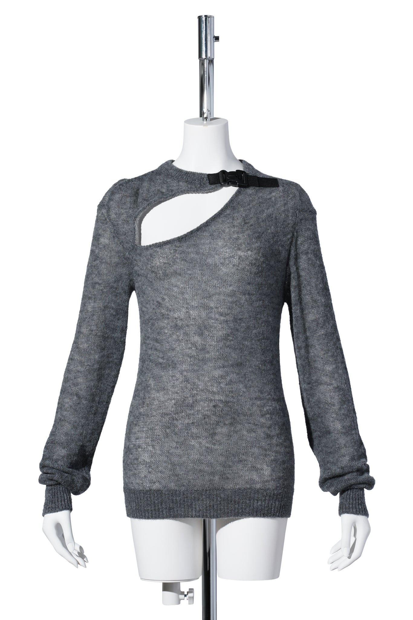 BUCKLE CUT-OUT SWEATER / GREY