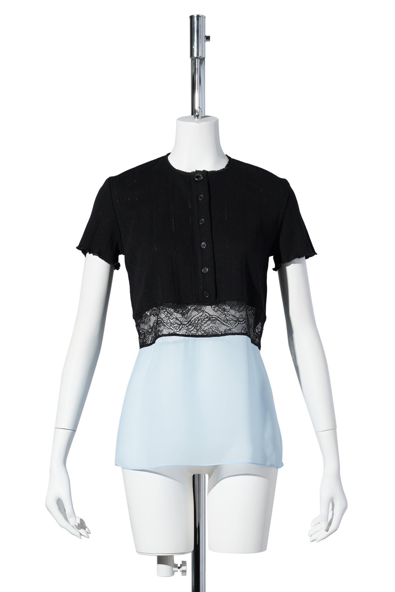 MULTI LAYER POINTELLE TOP / BLACK/BLUE