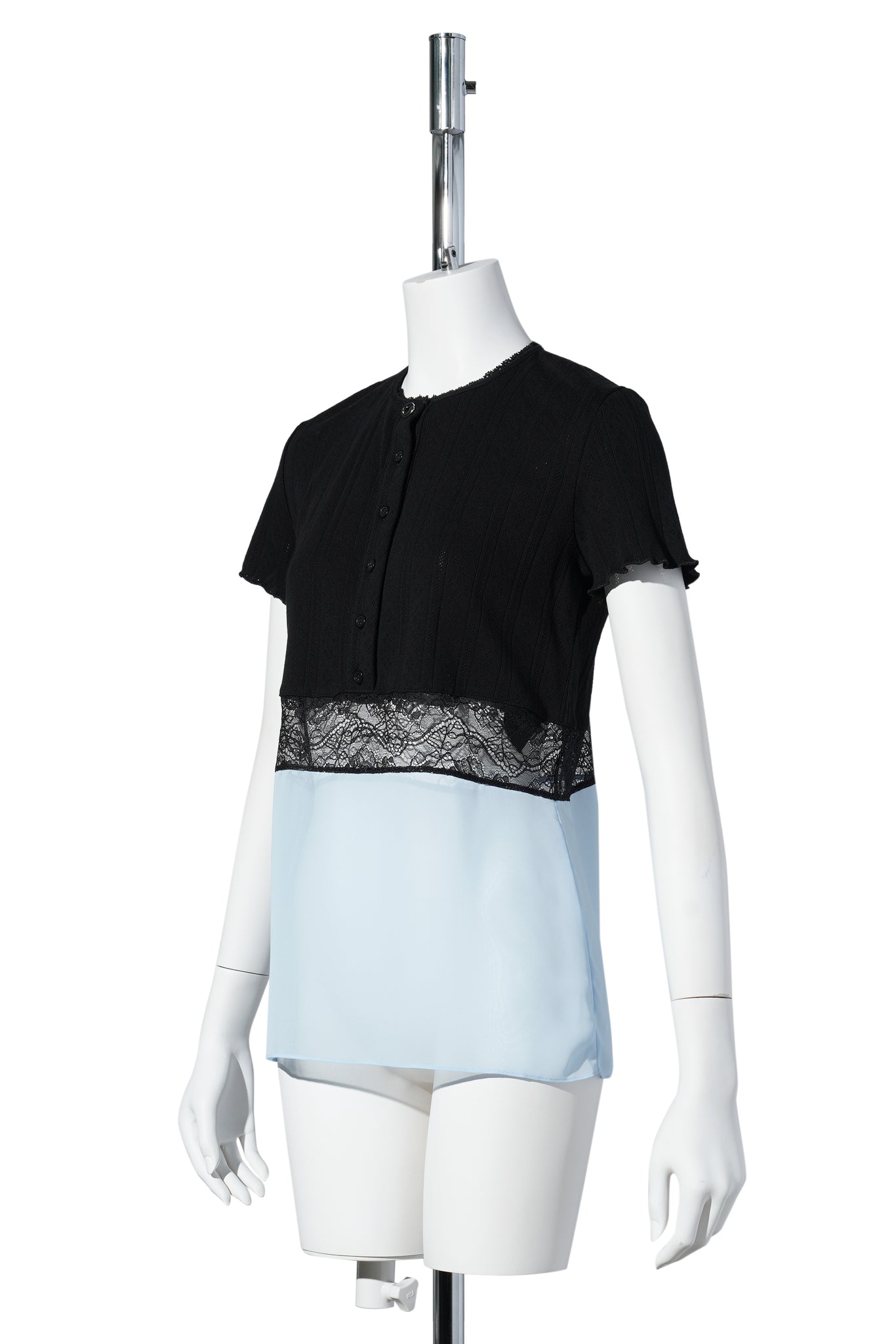 MULTI LAYER POINTELLE TOP / BLACK/BLUE