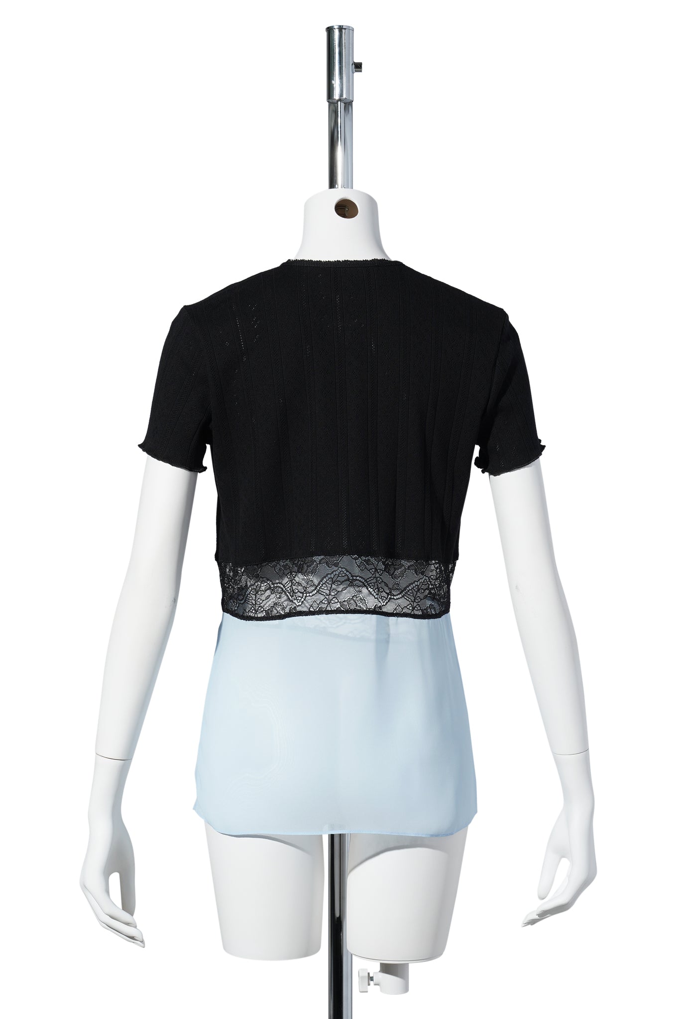 MULTI LAYER POINTELLE TOP / BLACK/BLUE