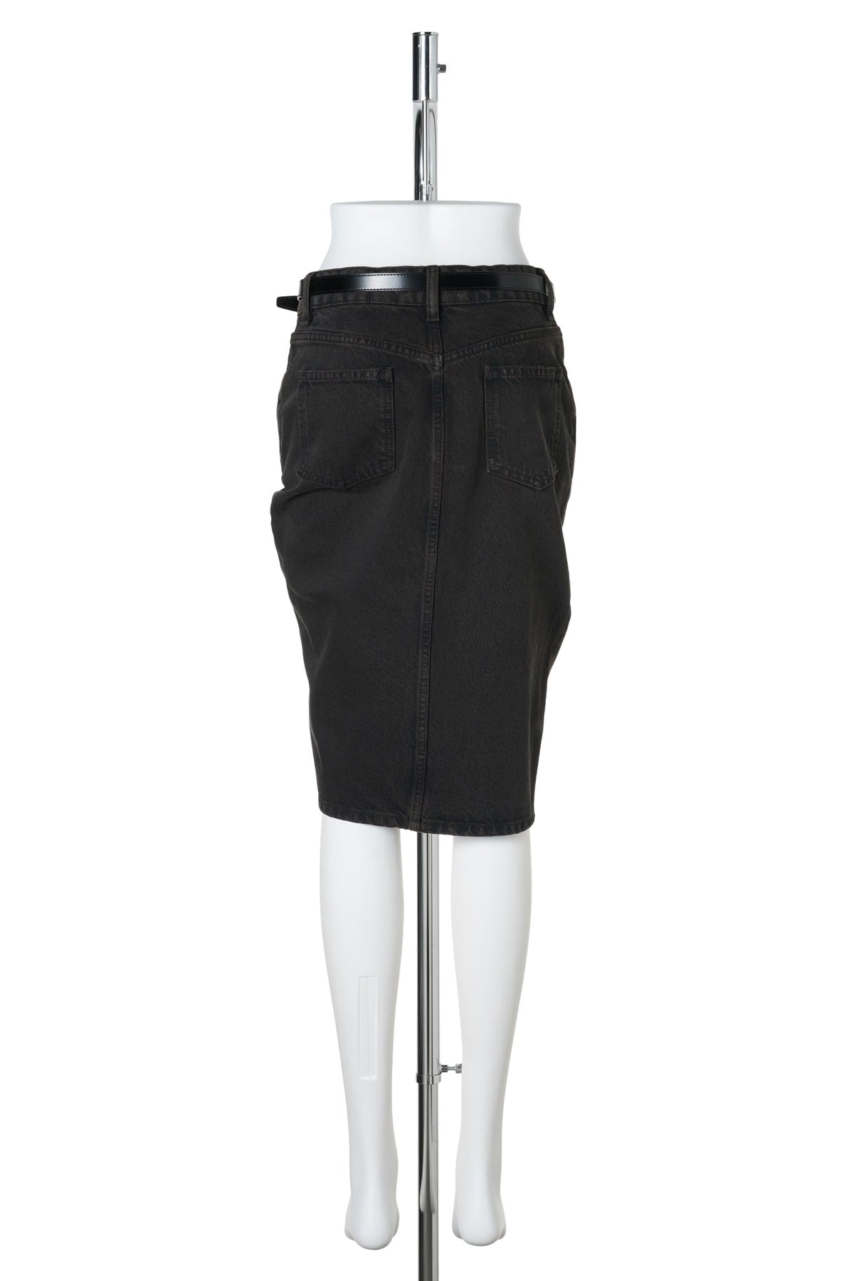 SUSPENDED DENIM SKIRT / BROWN