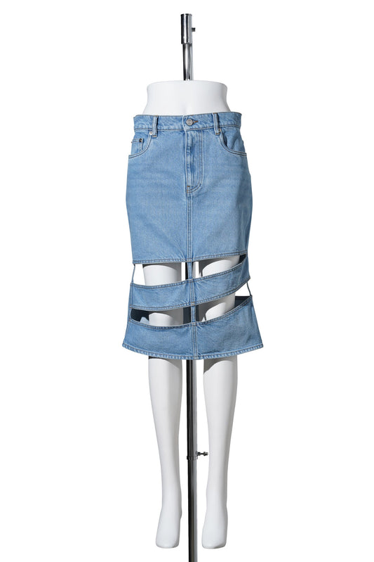 SPIRAL DENIM SKIRT / BLUE