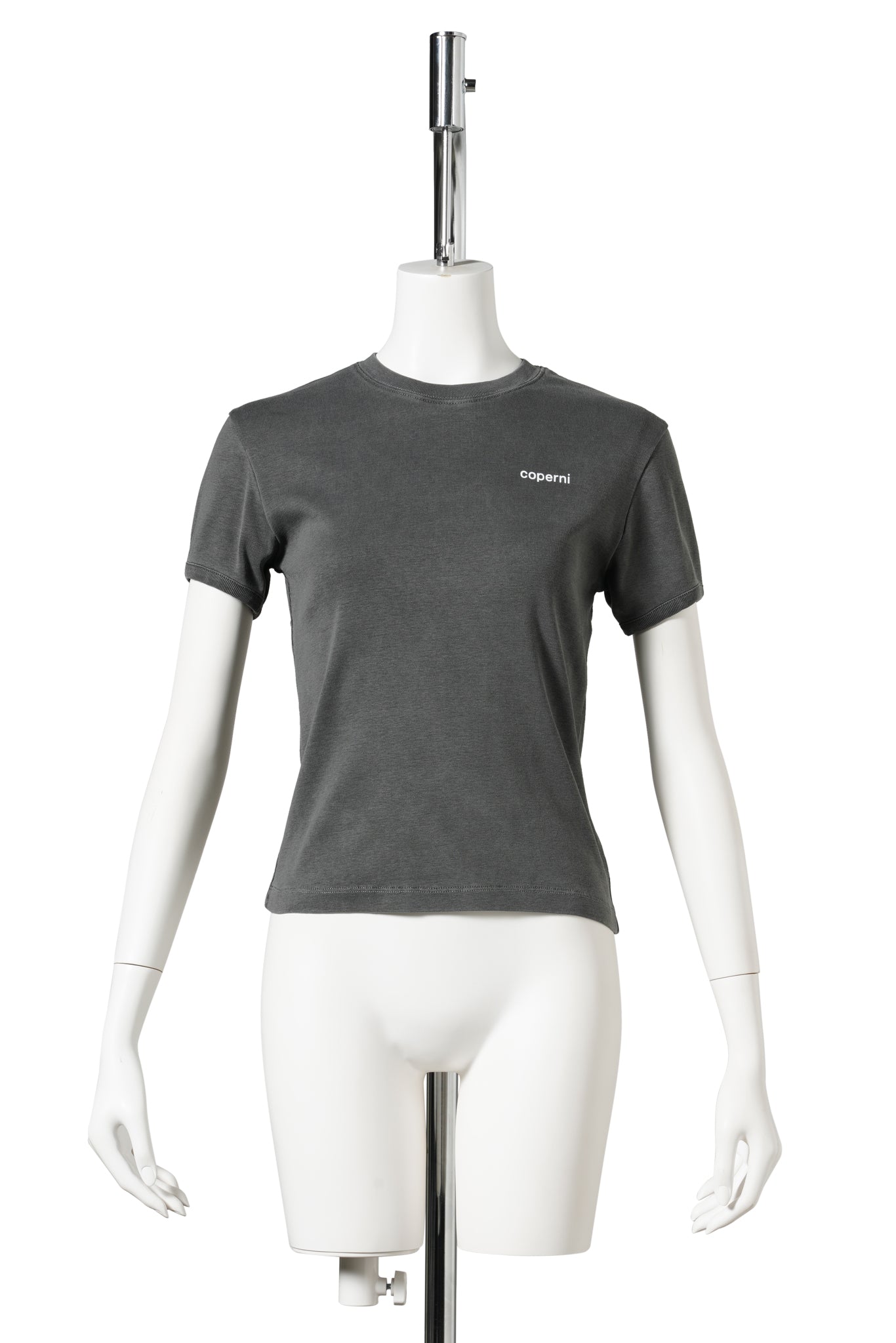 KNITTED BABY TEE / GREY-DARK WHITE PRINT