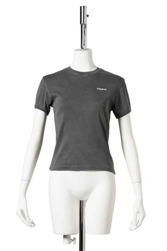 KNITTED BABY TEE / GREY-DARK WHITE PRINT