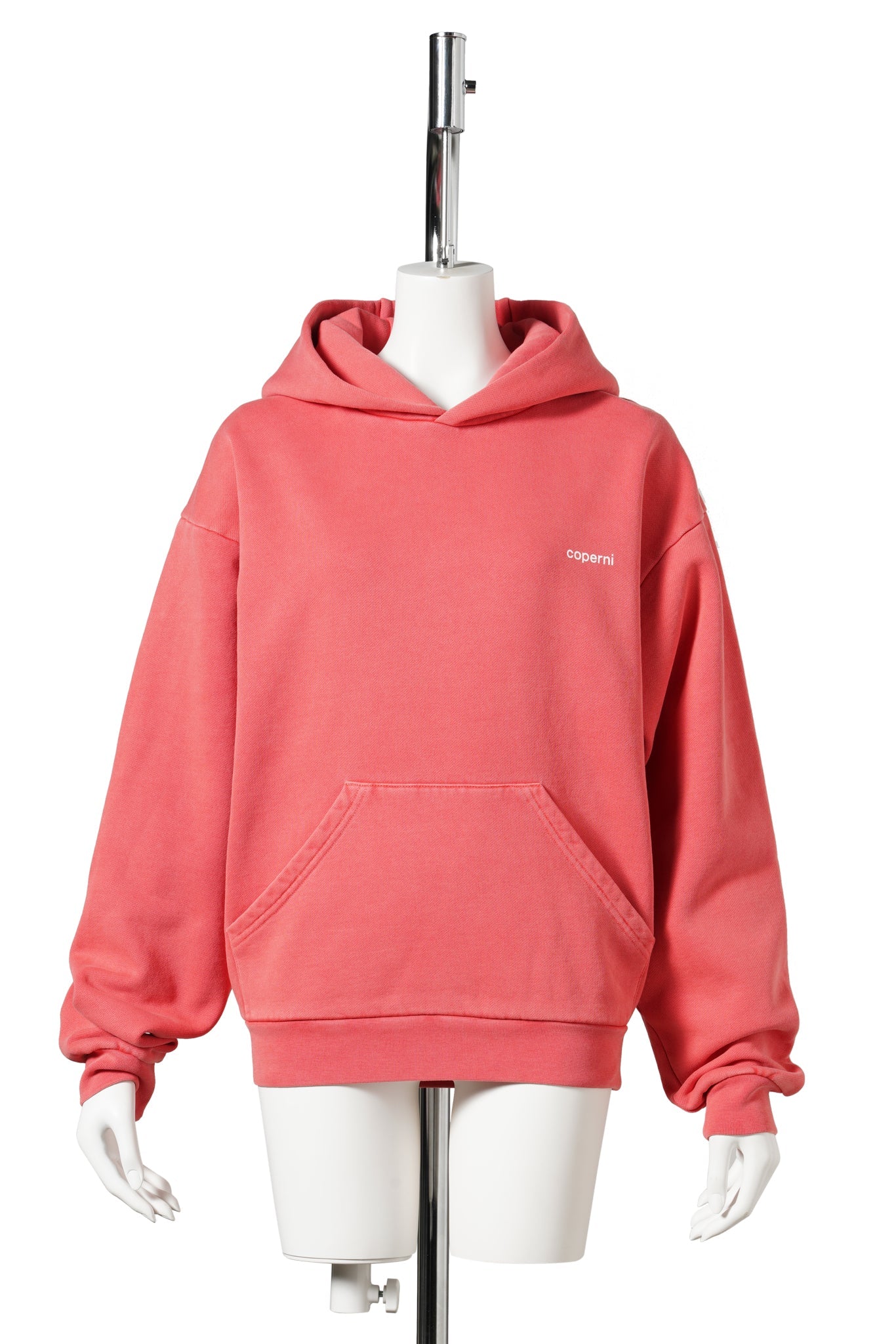 KNITTED HORN HOODIE / RED-WHITE PRINT