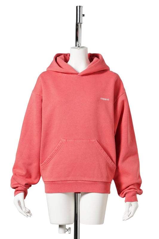KNITTED HORN HOODIE / RED-WHITE PRINT