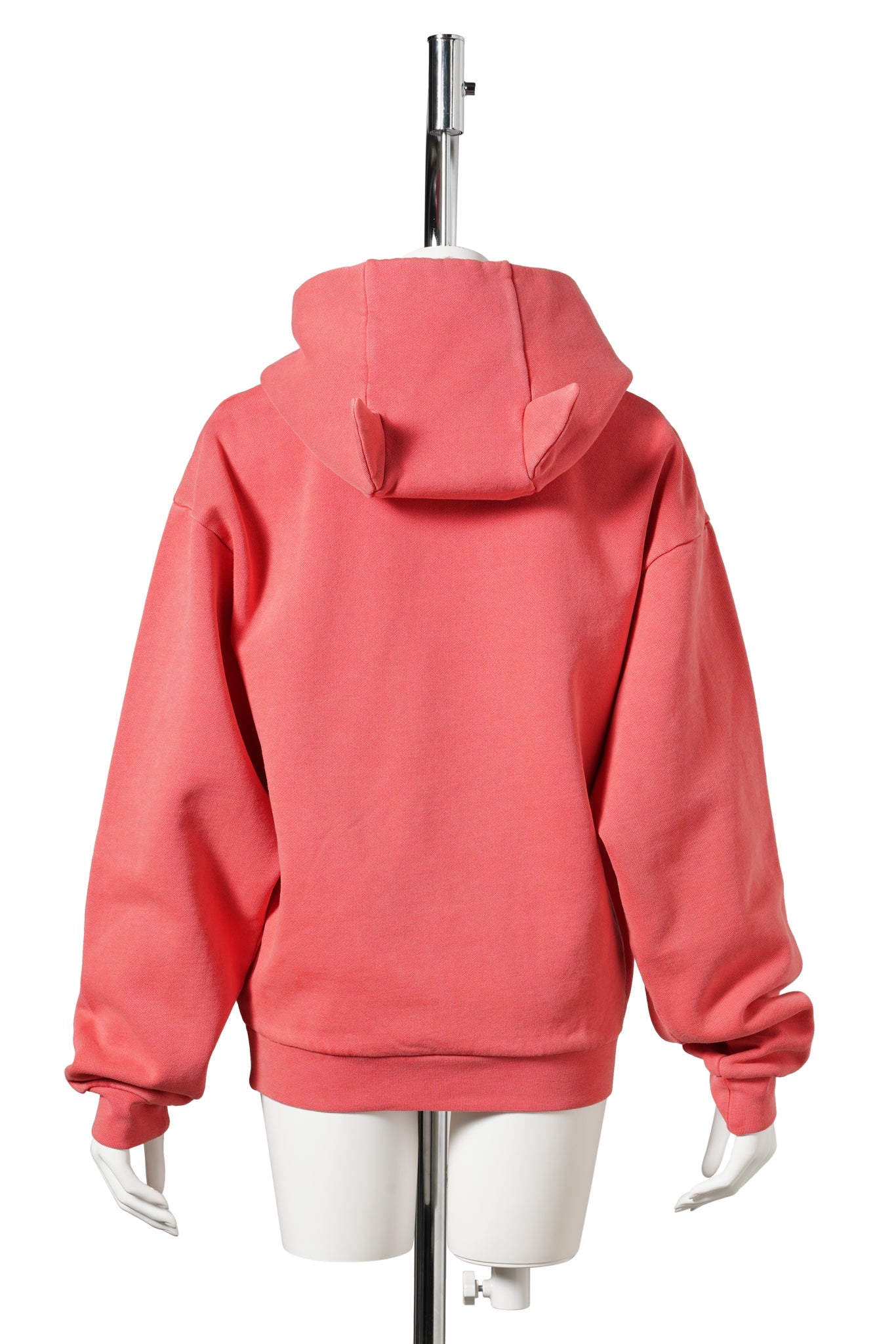 KNITTED HORN HOODIE / RED-WHITE PRINT