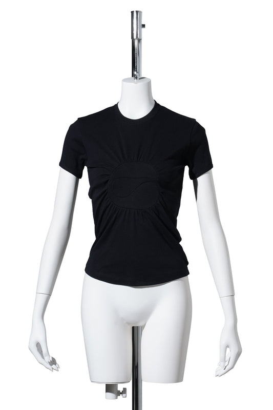 C-LOGO GATHERED TOP / BLACK