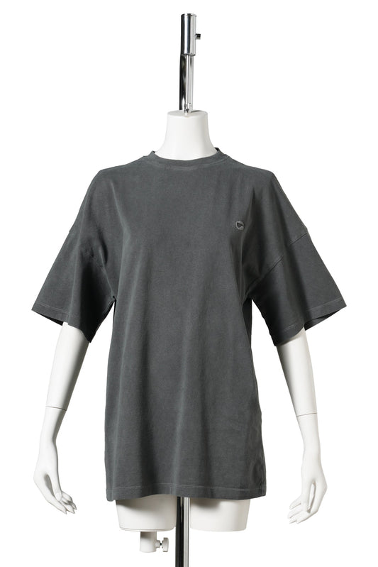 KNITTED OPEN SHOULDER T-SHIRT / GREY DARK