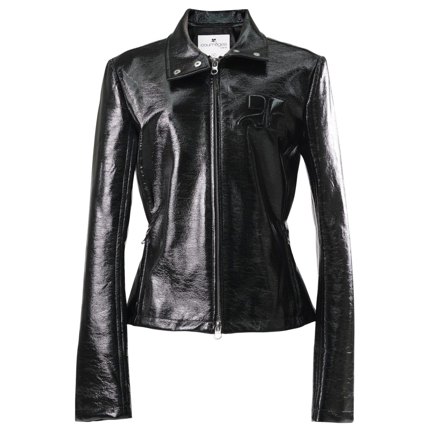 BIKER JACKET ICONIC ZIPPED VINYL / 9999:BLACK