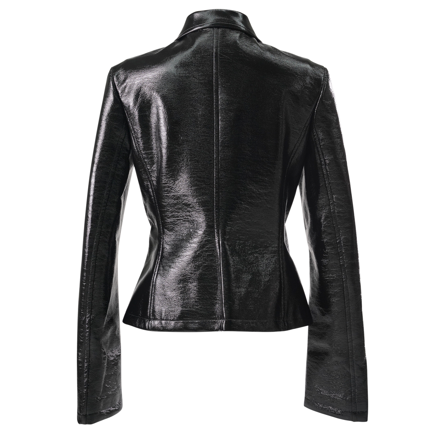 BIKER JACKET ICONIC ZIPPED VINYL / 9999:BLACK