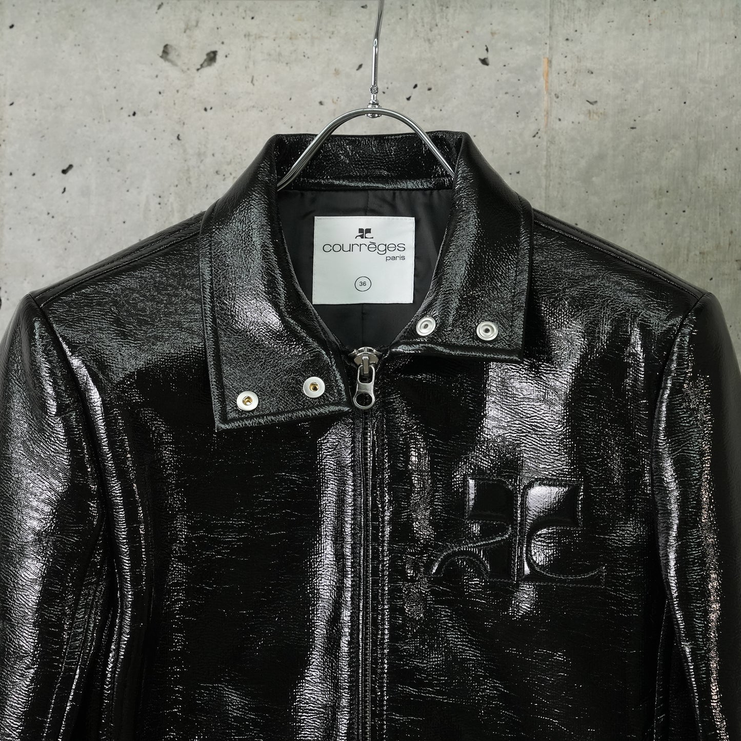 BIKER JACKET ICONIC ZIPPED VINYL / 9999:BLACK