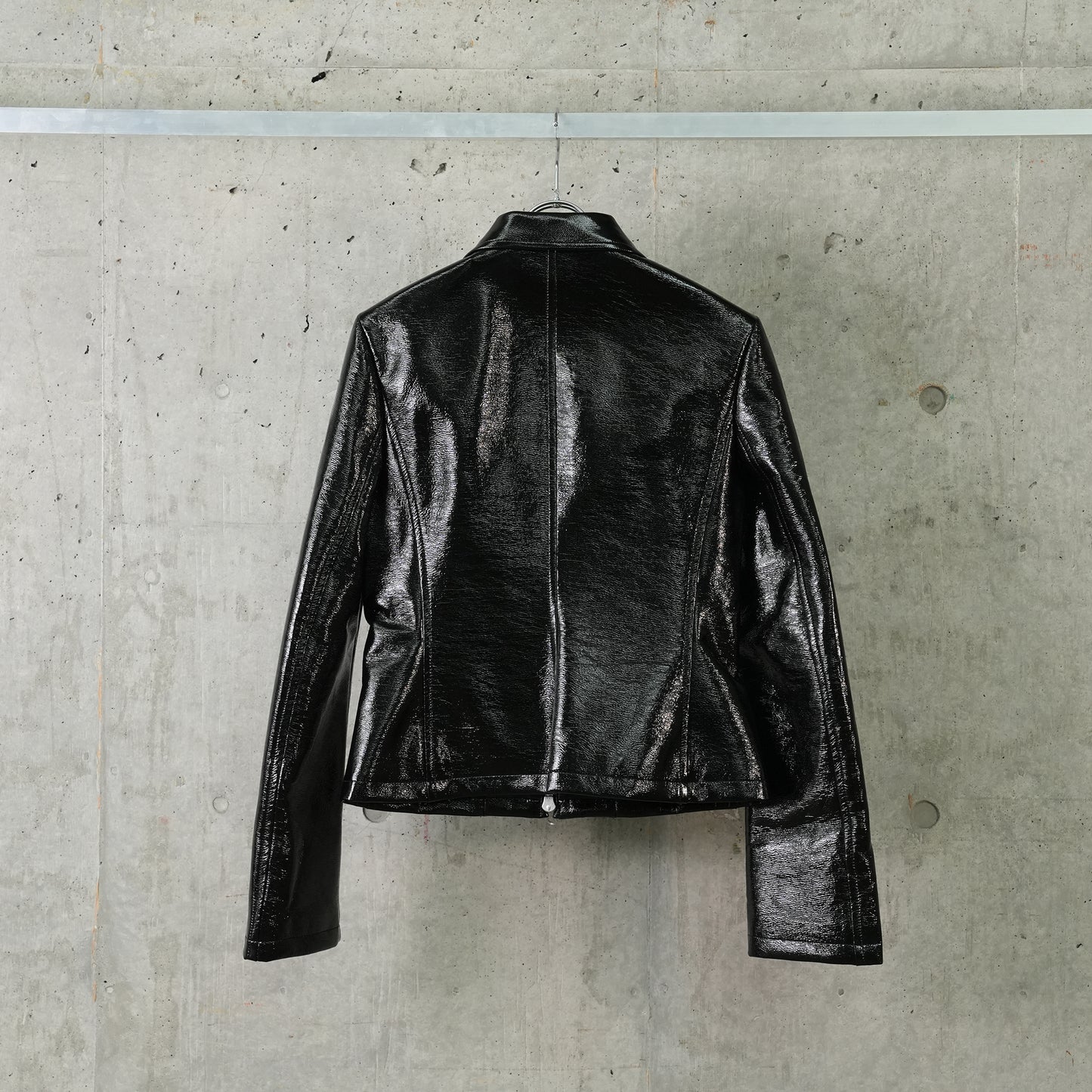 BIKER JACKET ICONIC ZIPPED VINYL / 9999:BLACK