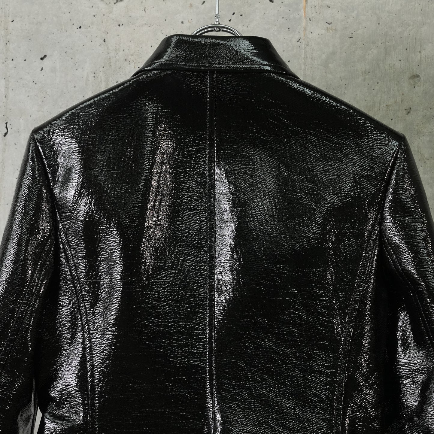 BIKER JACKET ICONIC ZIPPED VINYL / 9999:BLACK