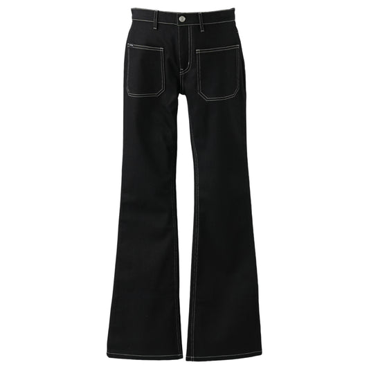 BOOTCUT PANTS 2-POCKET DENIM / B044:BLACK/WHITE