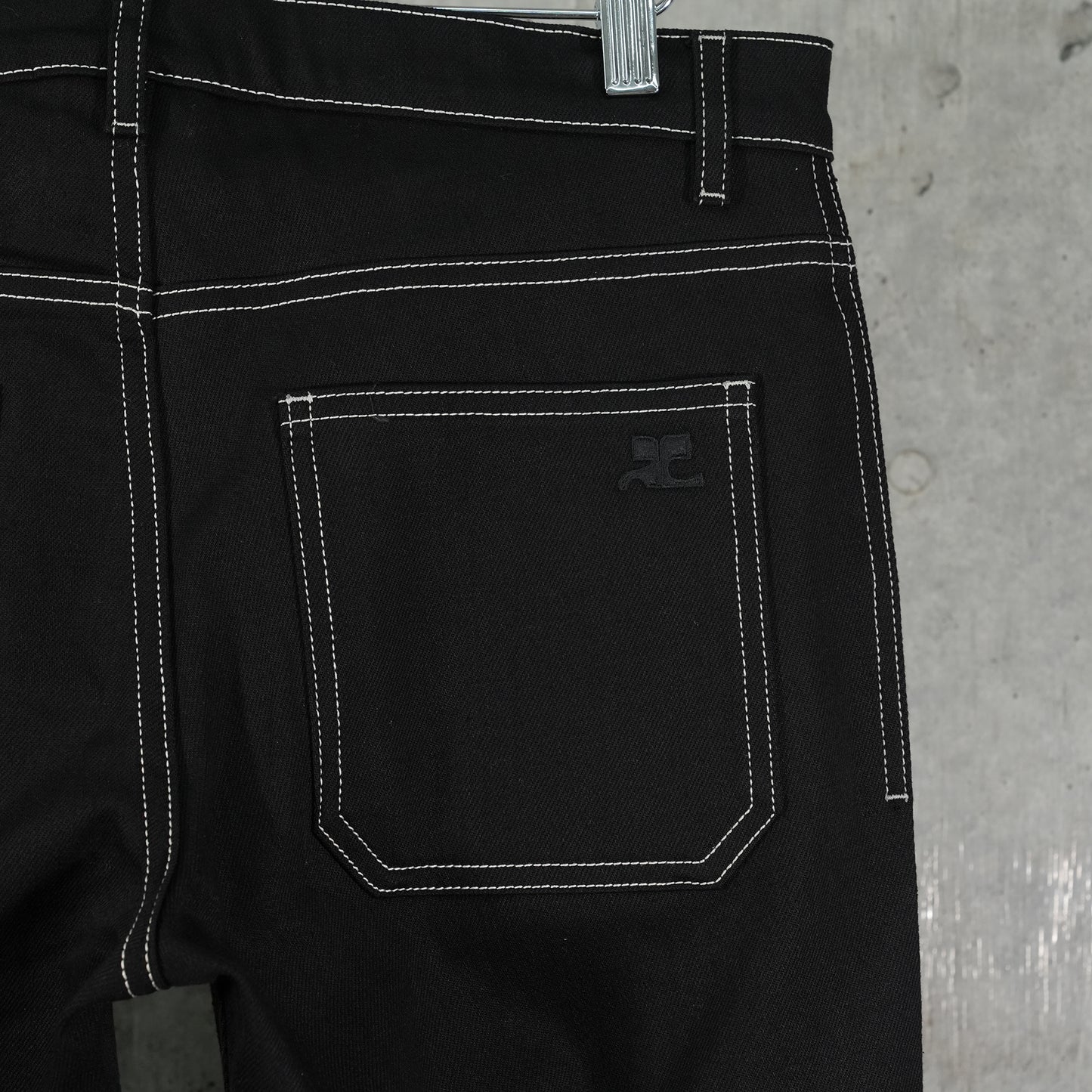 BOOTCUT PANTS 2-POCKET DENIM / B044:BLACK/WHITE