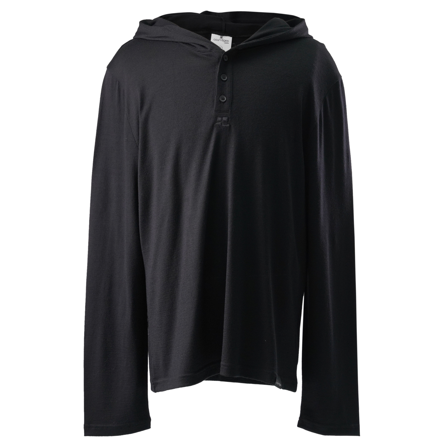 T-SHIRT HOODED SNAPPED WOOL / 9999:BLACK