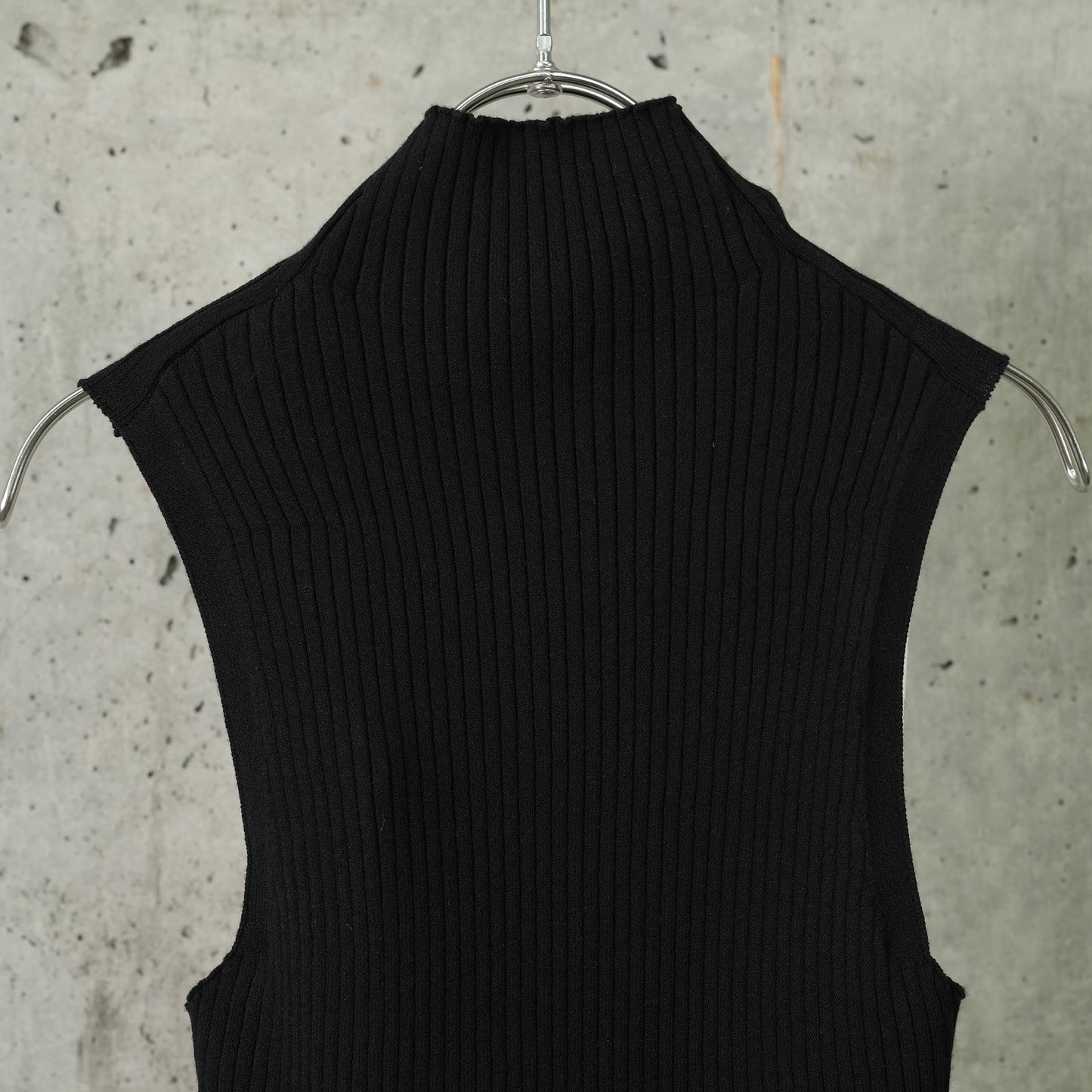 TOP FRAME CONTRAST RIB KNIT / 0999:WHITE/BLACK