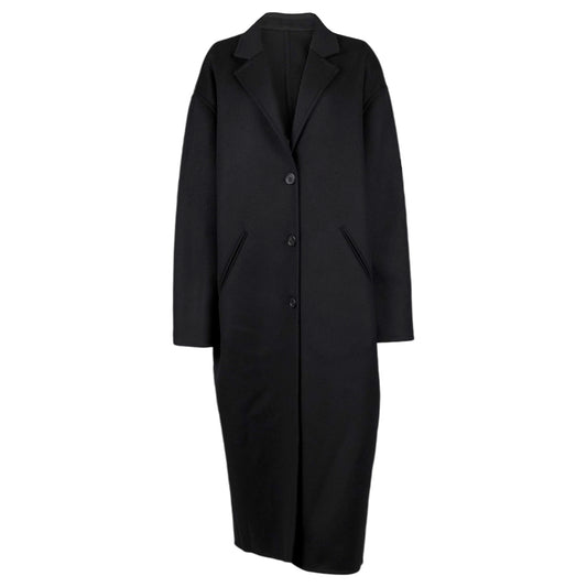 COAT COCOON SILK WOOL / 9999:BLACK