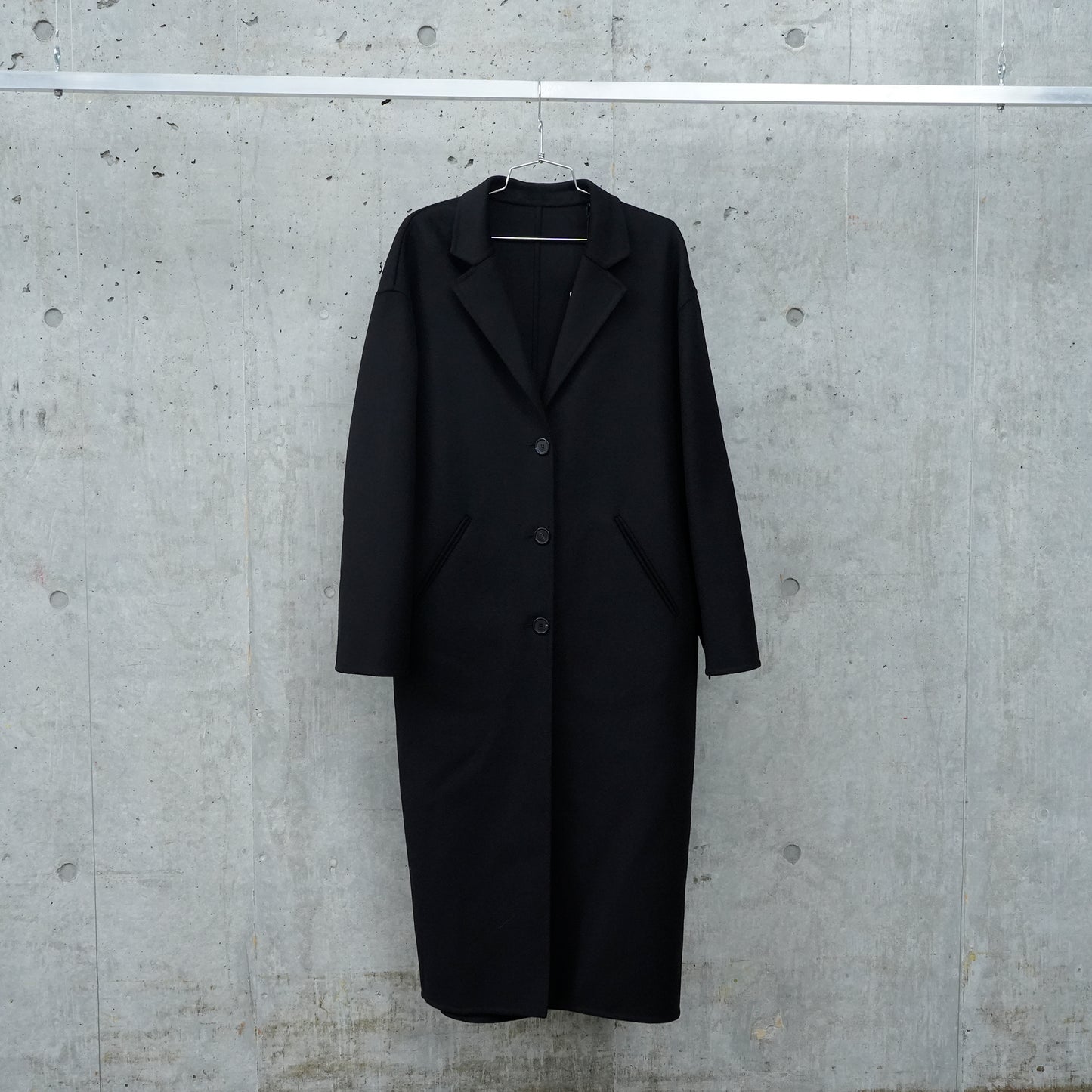 COAT COCOON SILK WOOL / 9999:BLACK