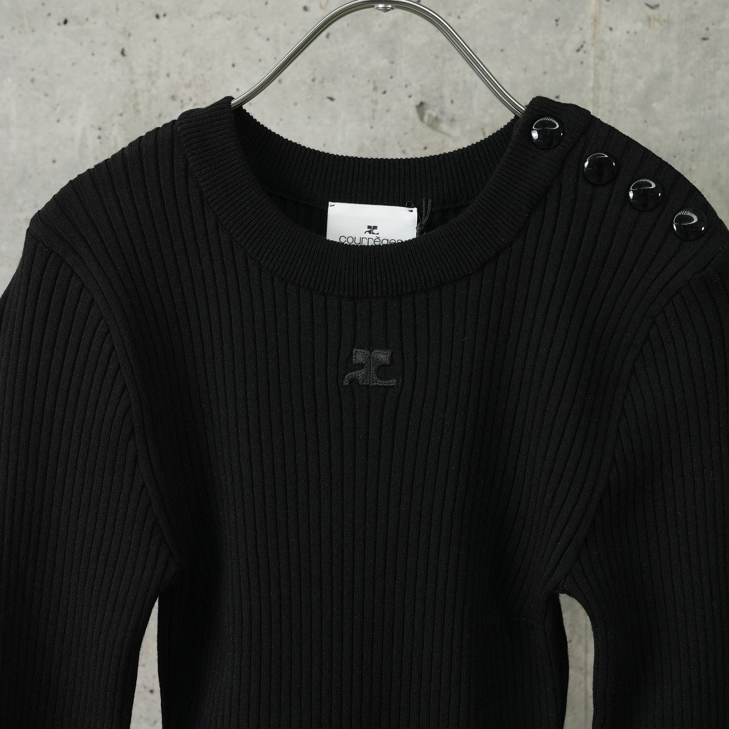 SWEATER SHOULDER SNAPS RIB KNIT / 9999:BLACK