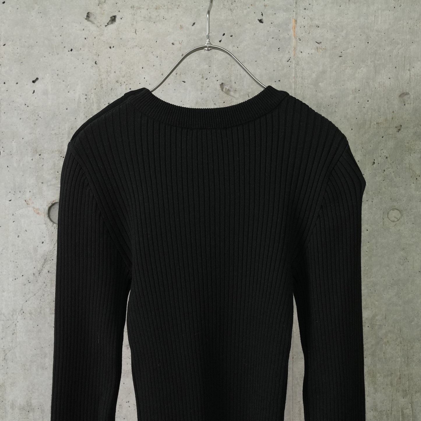 SWEATER SHOULDER SNAPS RIB KNIT / 9999:BLACK