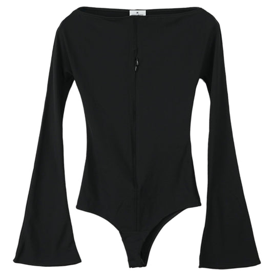 BODYSUIT DROP ZIPPED CREPE JERSEY / 9999:BLACK