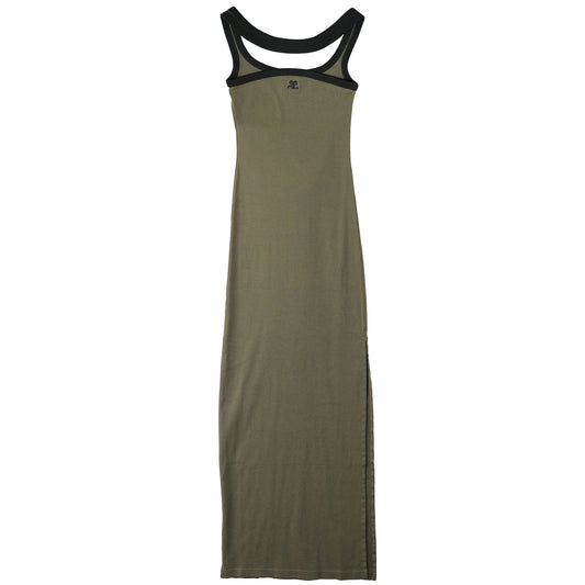 LONG DRESS CONTRAST HYPERBOLE / B133:CAMOUFLAGE GREEN/BLACK