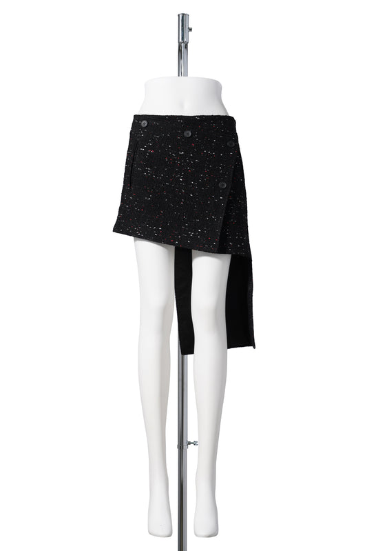 MINI-SKIRT OBLIQUE TWEED / BLACK