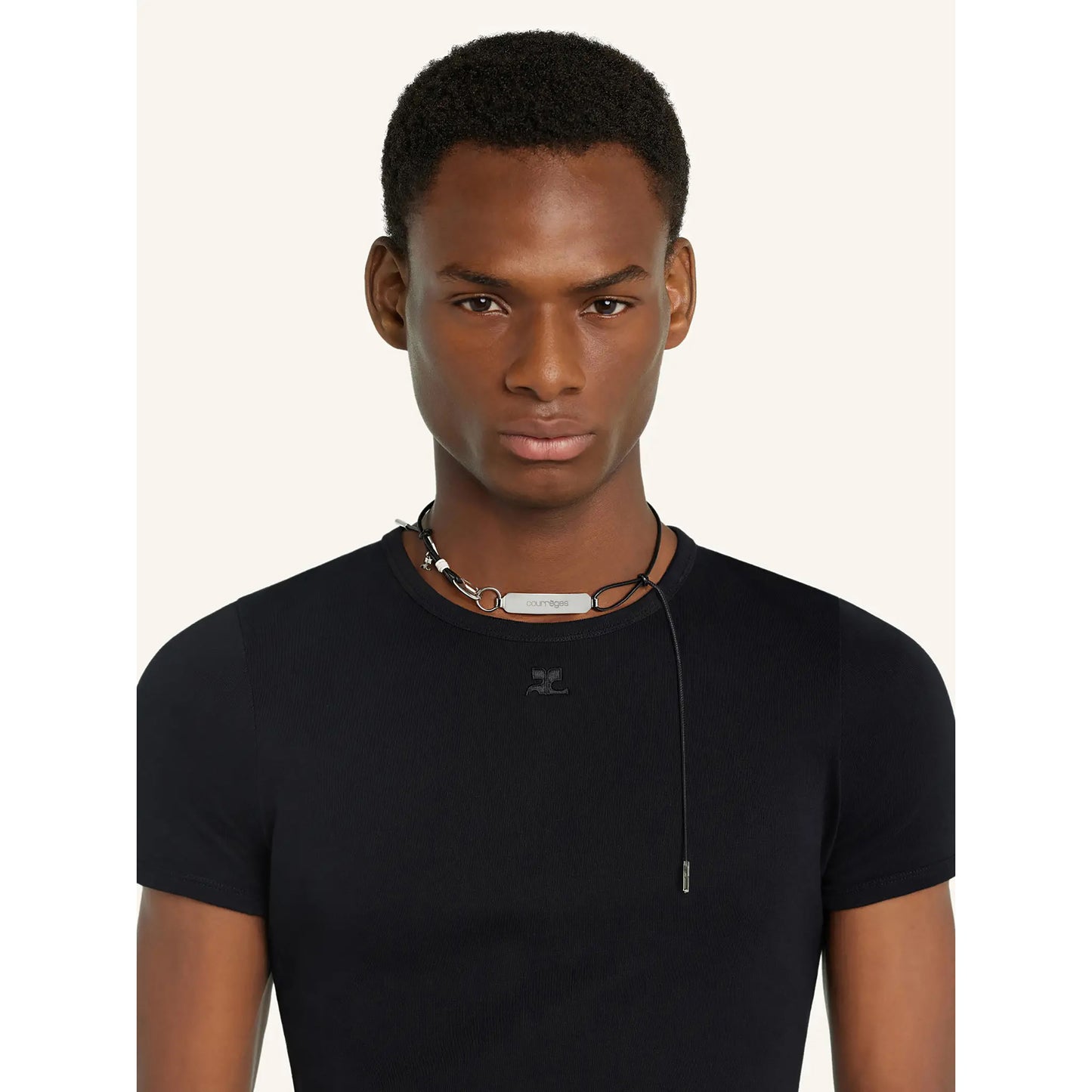 NECKLACE HOOK ROPE & METAL / M312:SILVER/BLACK