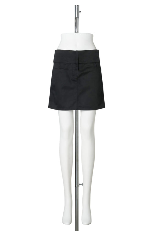 MINI SKIRT BELTED POLYCOTTON / 9999:BLACK