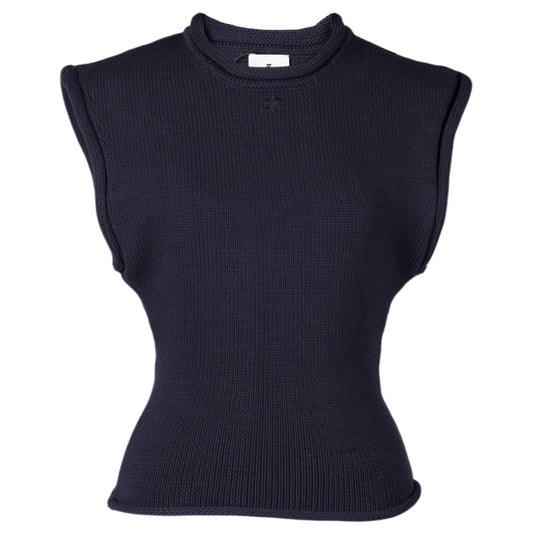 TANK TOP COTTON KNIT SLEEVELESS / 7075:NAVY