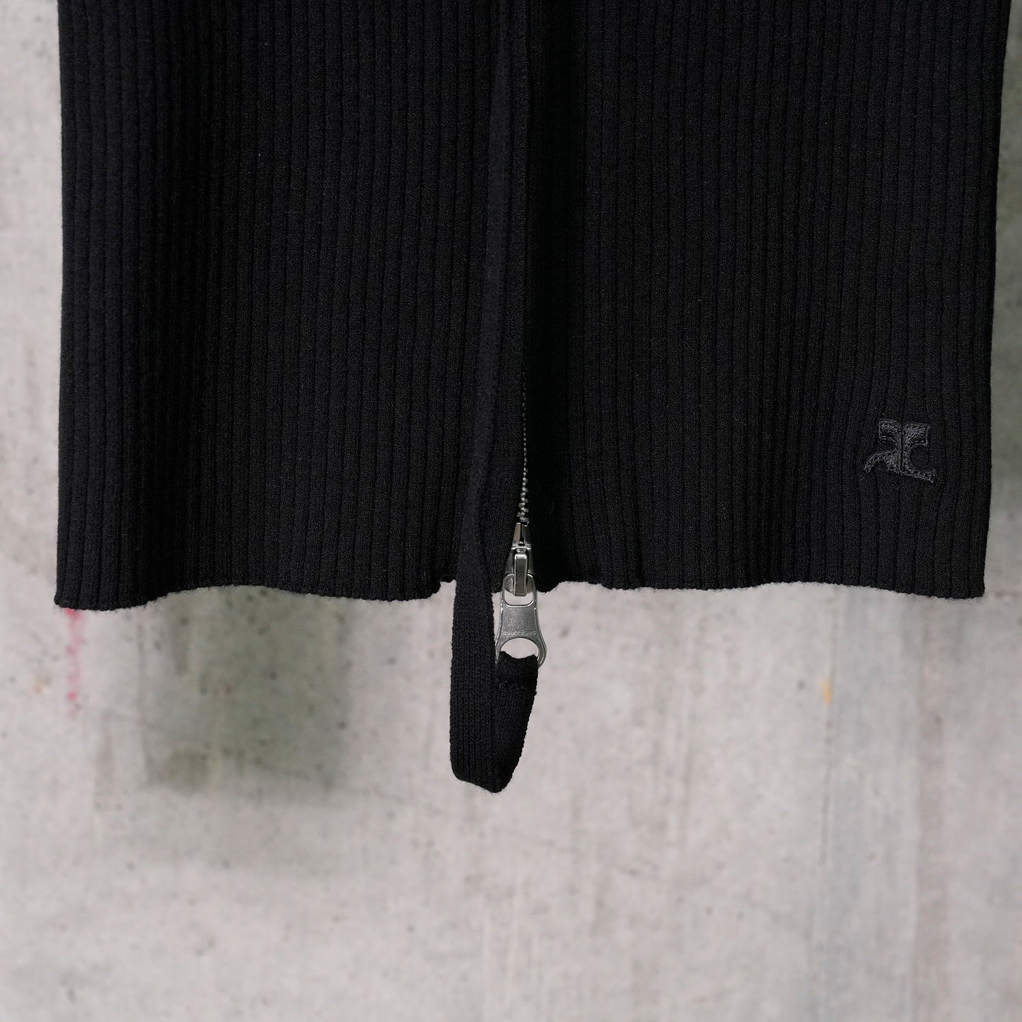 DOUBLE ZIPPED RIB KNIT / 9999:BLACK