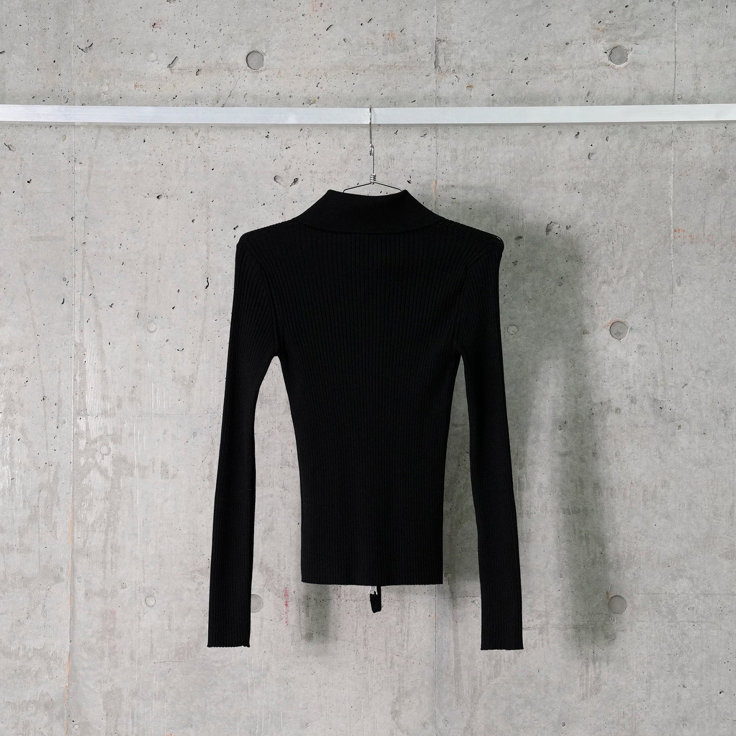 DOUBLE ZIPPED RIB KNIT / 9999:BLACK