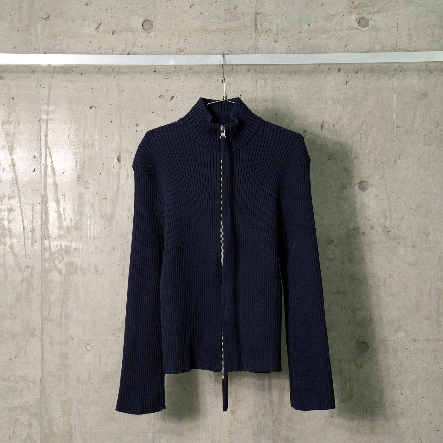 CARDIGAN DOUBLE ZIPPER COTTON RIB / 7075:NAVY