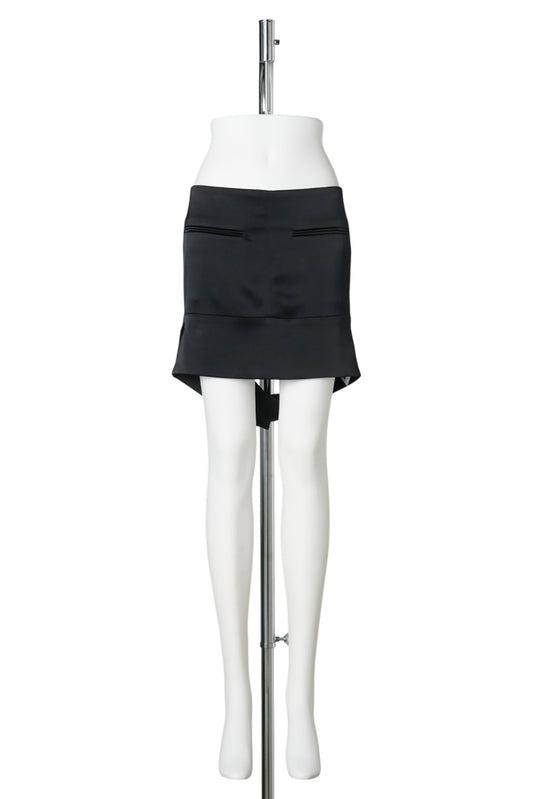 MINI SKIRT REVERSED BELT SATIN / 9999:BLACK