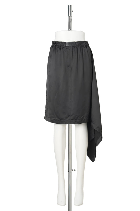 SKIRT DRAPED SATIN KNEE-LENGHT / 9999:BLACK