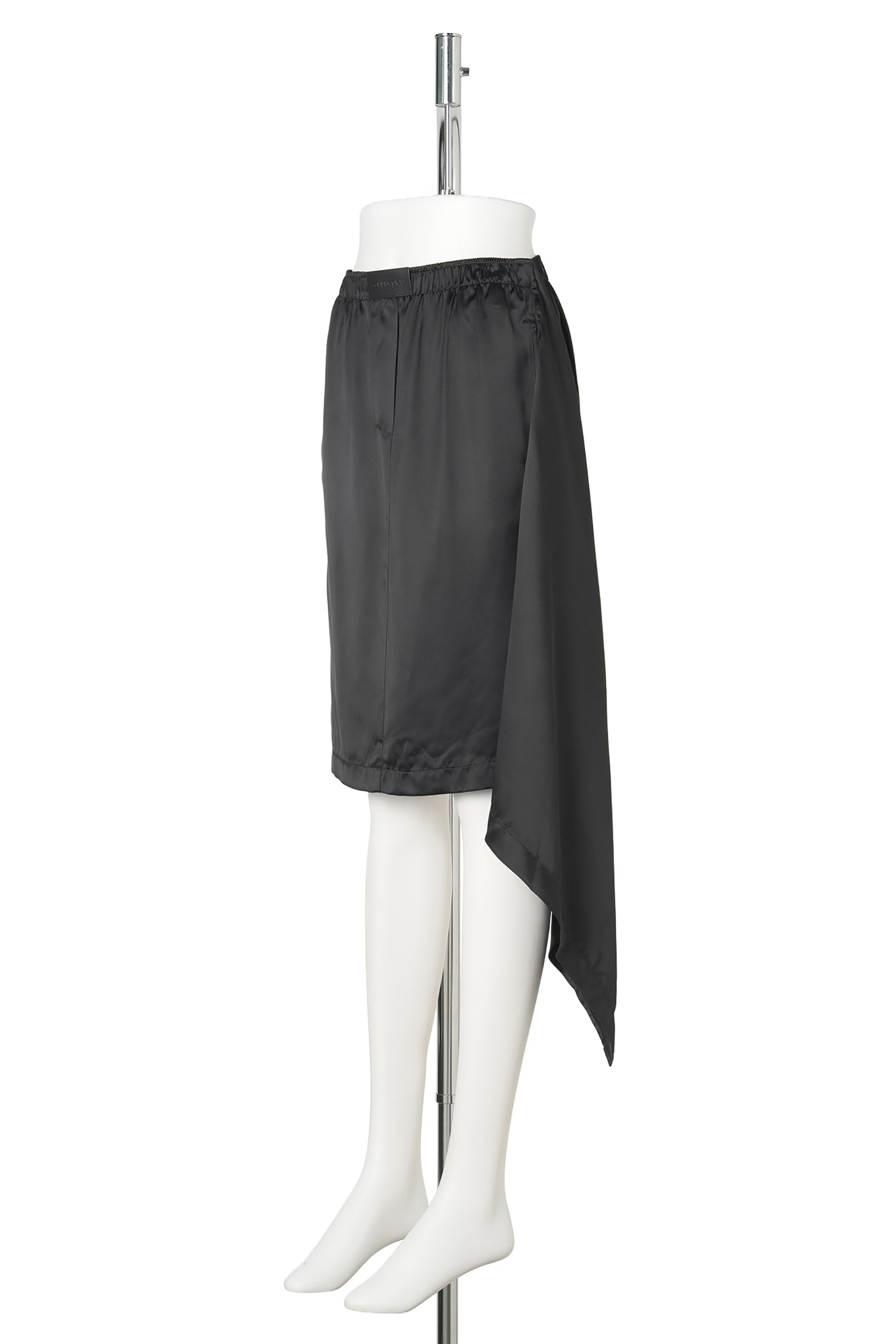 SKIRT DRAPED SATIN KNEE-LENGHT / 9999:BLACK