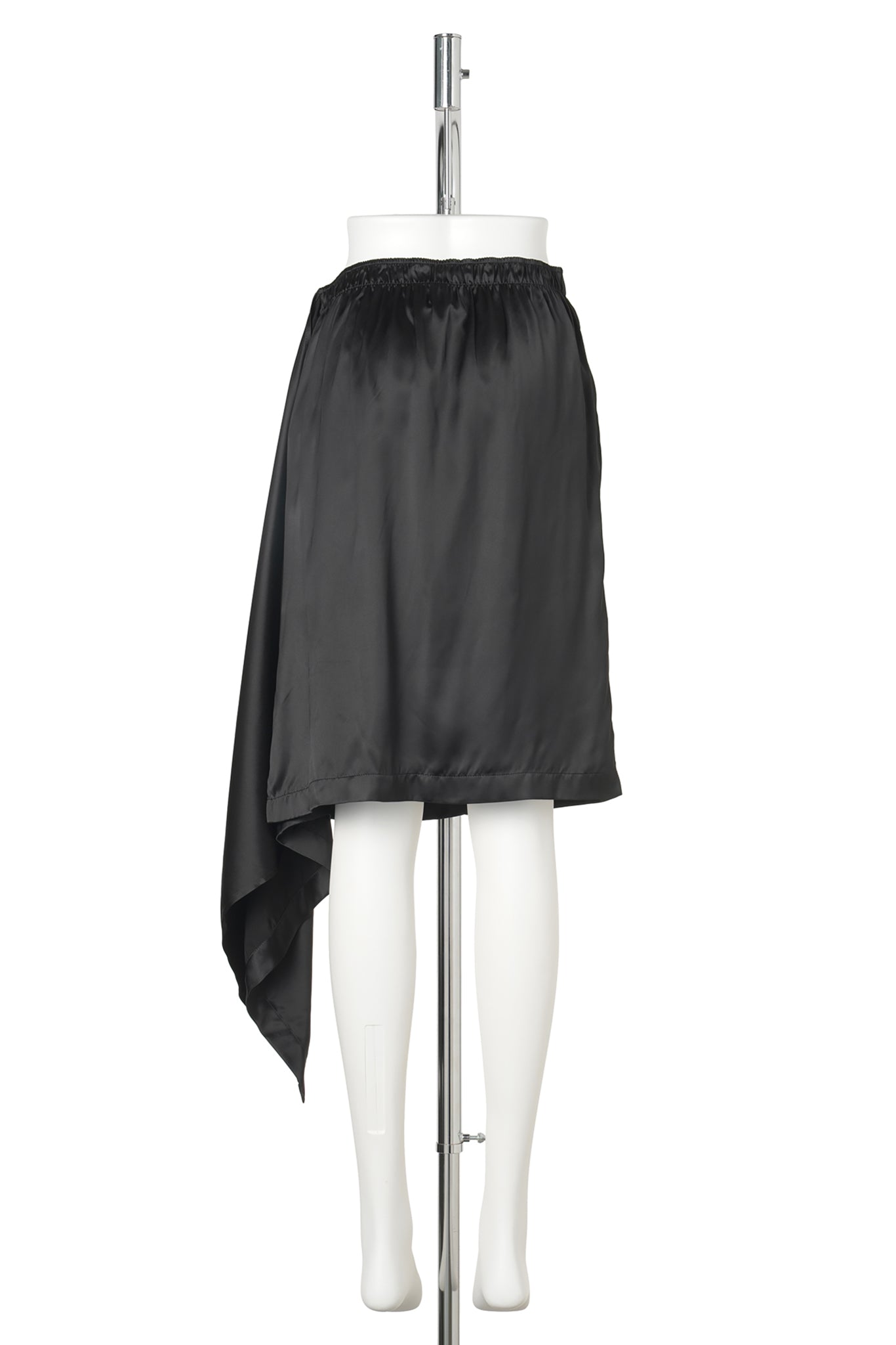 SKIRT DRAPED SATIN KNEE-LENGHT / 9999:BLACK