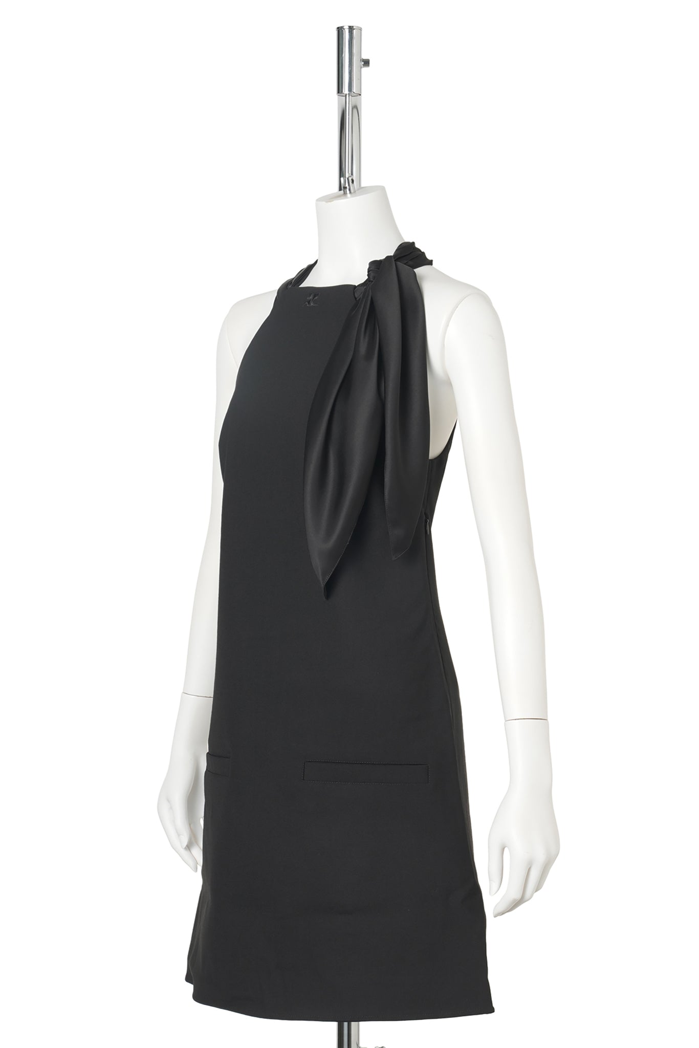 MINI DRESS KNOTTED STRETCH A-LINE / 9999:BLACK