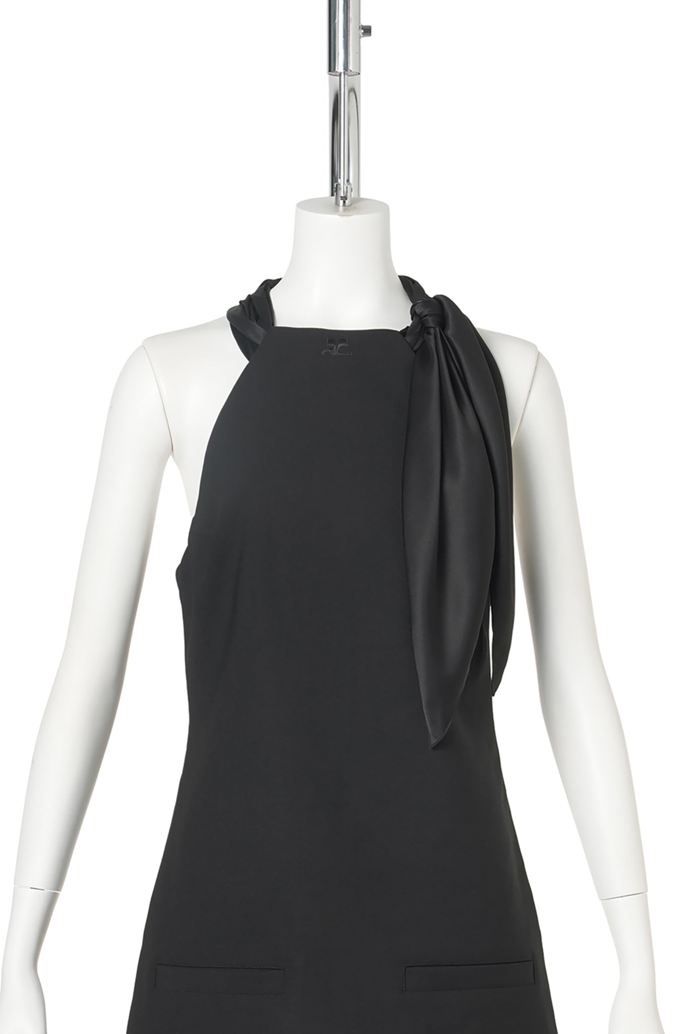 MINI DRESS KNOTTED STRETCH A-LINE / 9999:BLACK