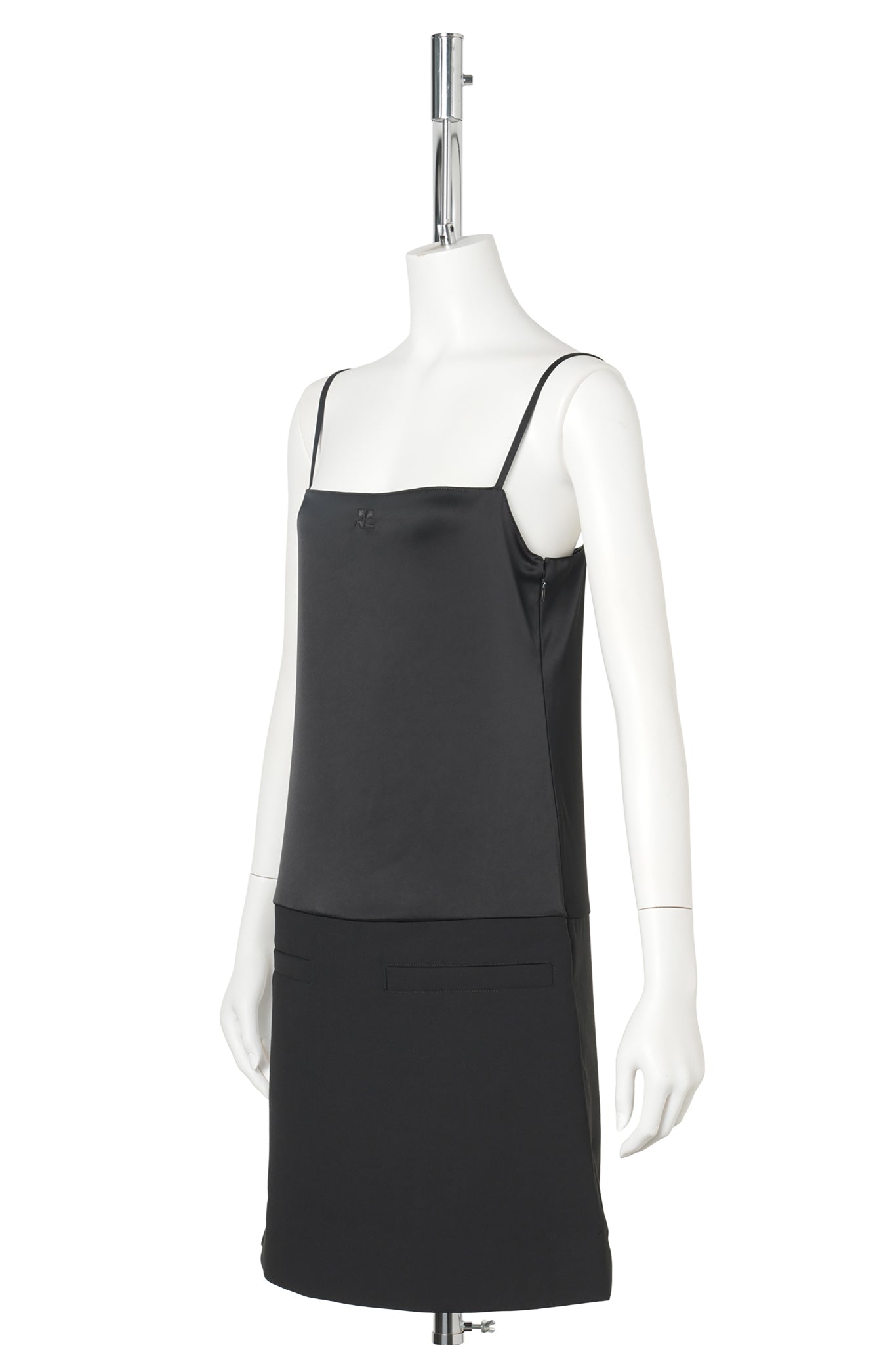 MINI DRESS MIXED-MATERIAL SATIN / 9999:BLACK