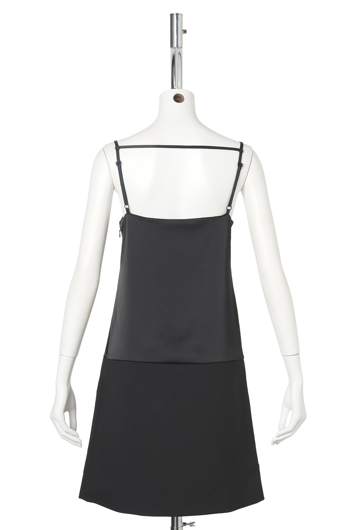 MINI DRESS MIXED-MATERIAL SATIN / 9999:BLACK