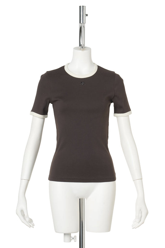 T-SHIRT COTTON JERSEY / B384:CHOCOLATE/BUTTER